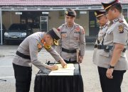 Kapolres Muara Enim Pimpin Upacara Serah Terima Jabatan Kasat Narkoba Dan Pelantikan Kasat Reskrim Polres Muara Enim