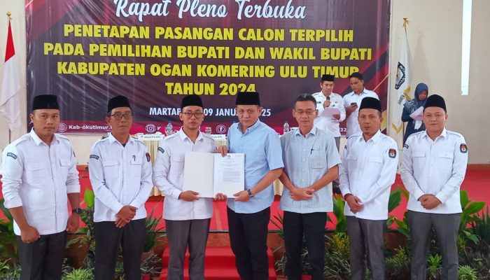 KPU Tetapkan Pasangan Enos-Yudha Bupati dan Wakil Bupati OKU Timur Terpilih Periode 2025-2030