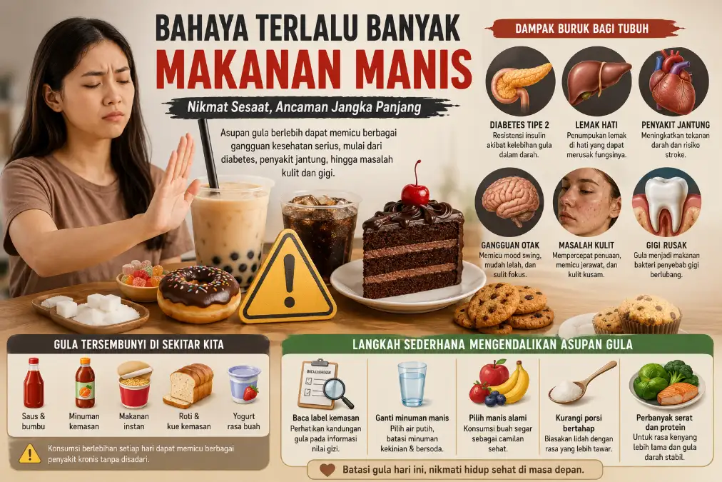 bahaya terlalu banyak makanan manis