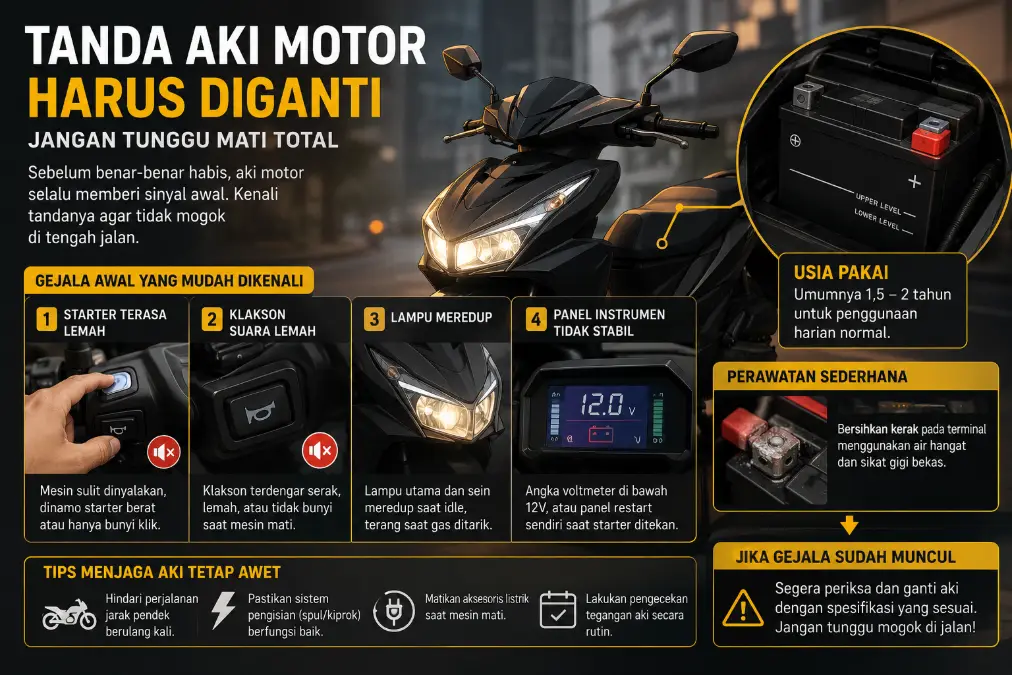 tanda aki motor harus diganti